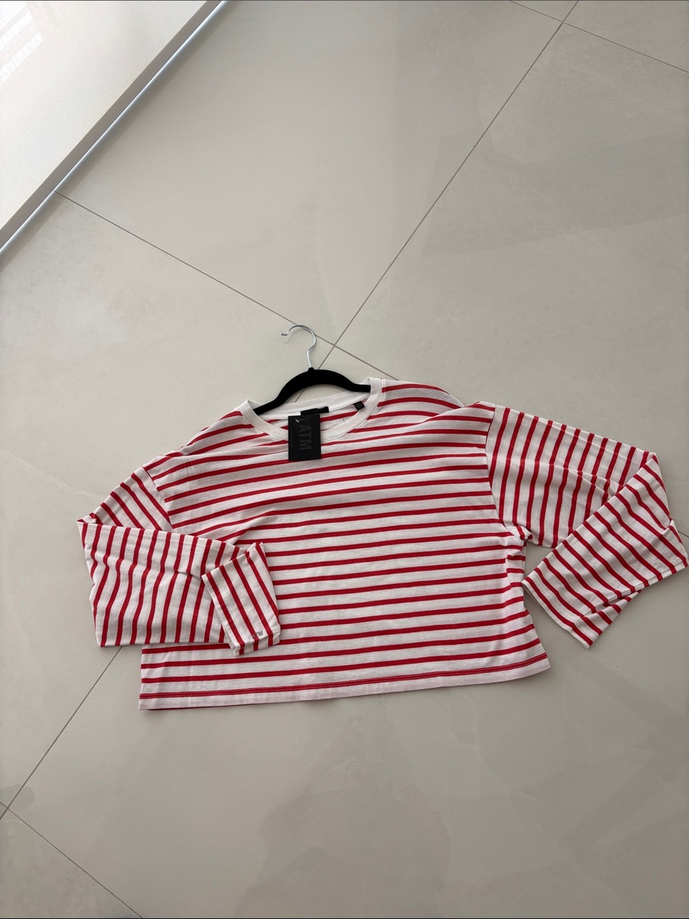 ATM Anthony Thomas Melillo Red & White Striped Long Sleeve Tee
